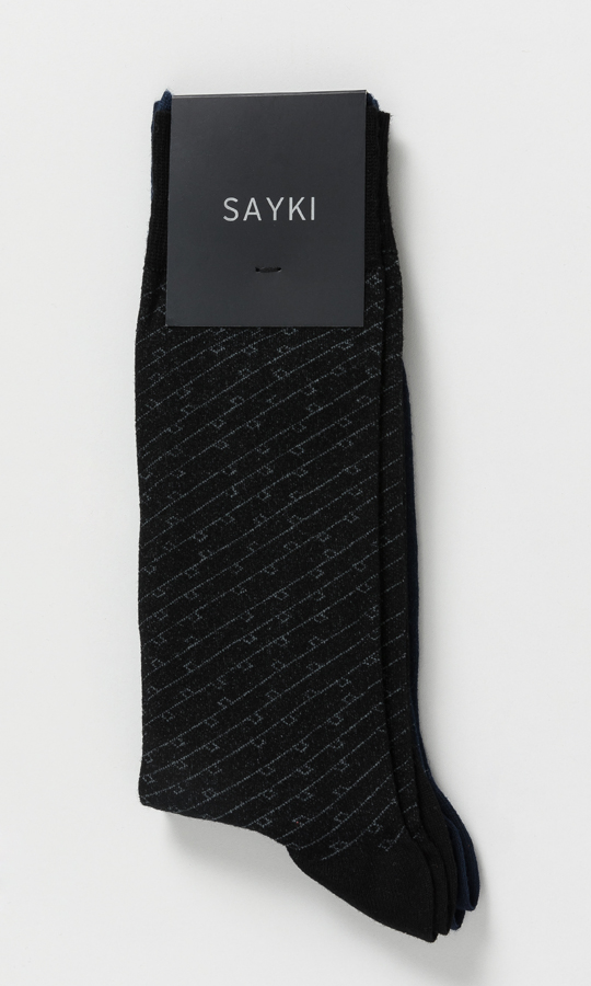 Siyah ikili Desenli Çorap