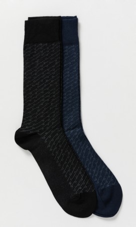 Siyah ikili Desenli Çorap - Thumbnail