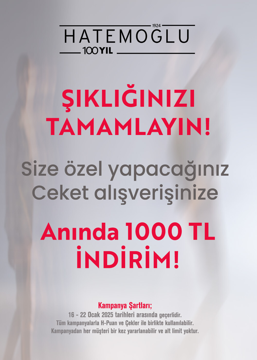 Ceket Alışverişlerinde Anında 1000TL İndirim