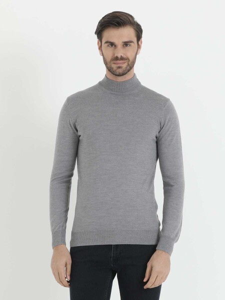 Gri Balıkçı Yaka Triko - 1