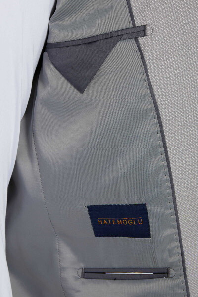 Gri Desenli Slim Fit Takım Elbise - 4