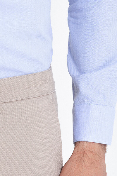 Slim Fit Açık Mavi Oxford Gömlek - 5