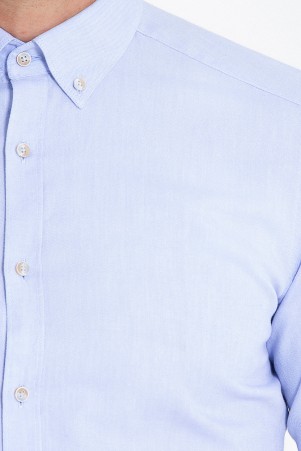 Slim Fit Açık Mavi Oxford Gömlek - Thumbnail