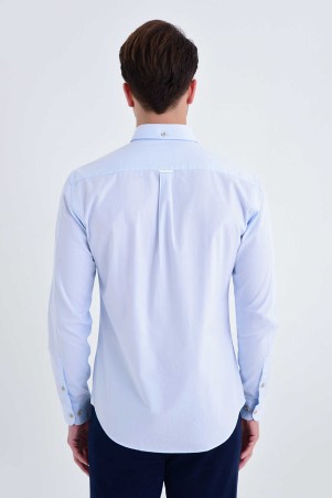 Mavi Slim Fit Uzun Kol Gömlek - Thumbnail