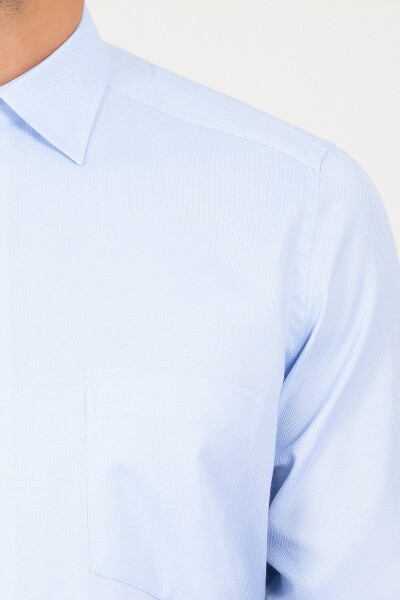 Klasik Mavi Armürlü Gömlek - 4