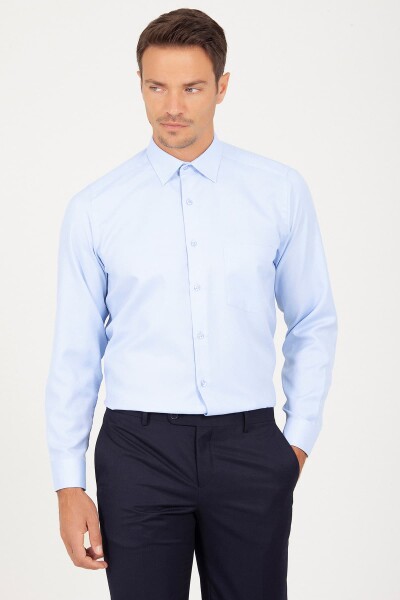 Klasik Mavi Armürlü Gömlek - 1
