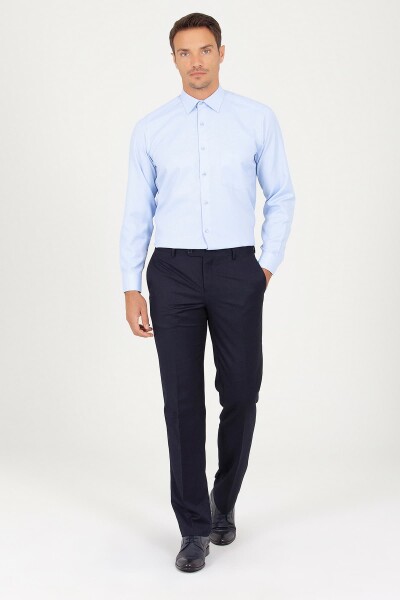 Klasik Mavi Armürlü Gömlek - 2