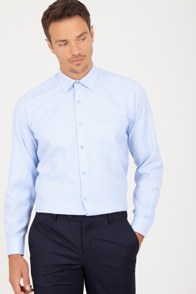 Klasik Mavi Armürlü Gömlek - 3
