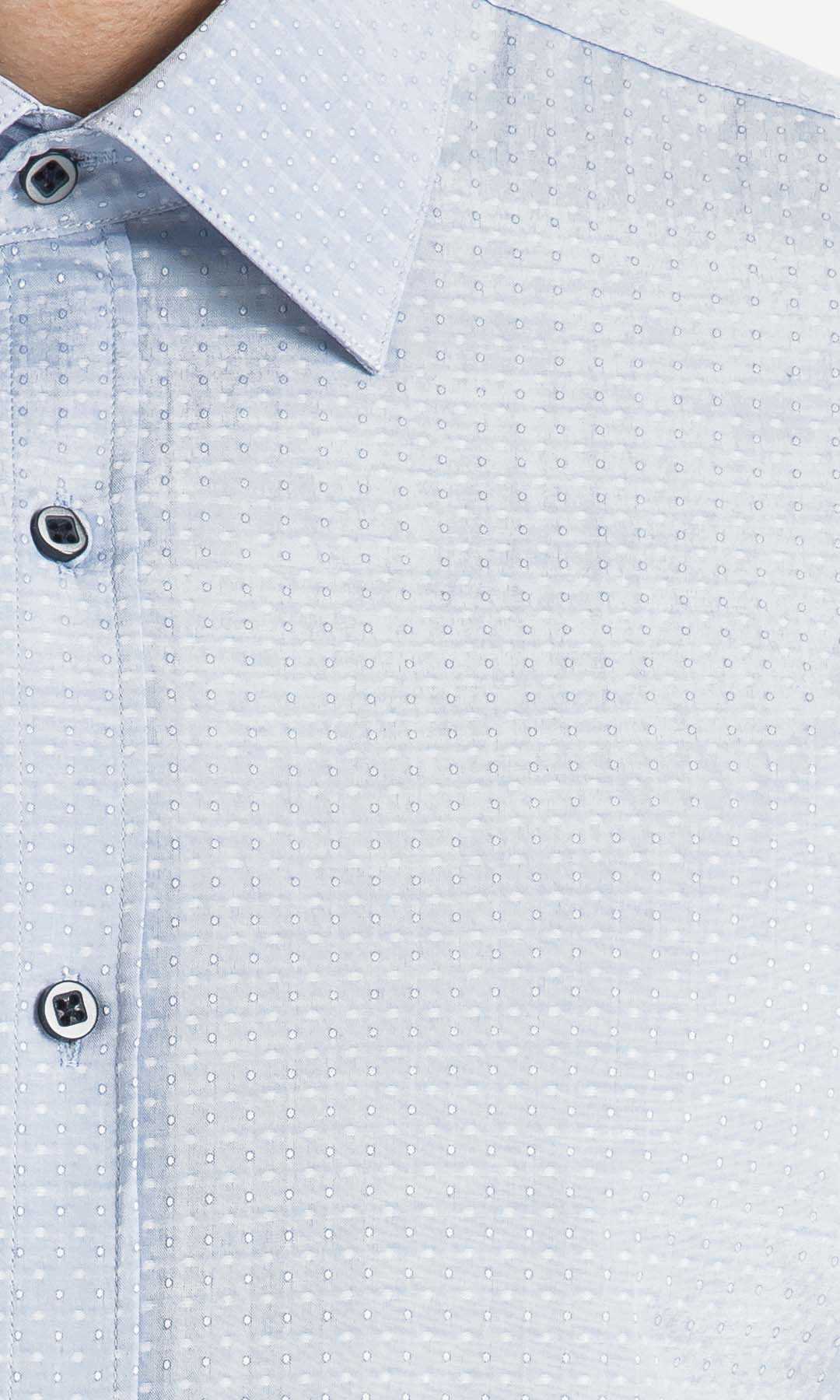 Desenli Slim Fit Mavi Gömlek - 5