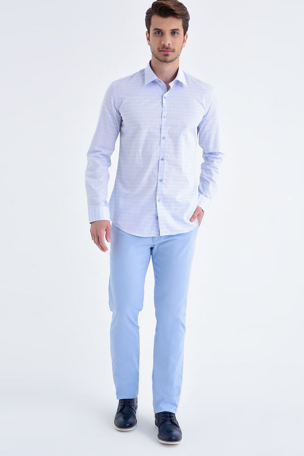 Mavi Kareli Slim Fit Gömlek