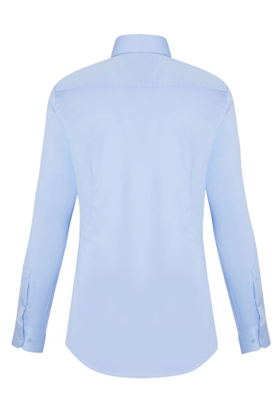 Mavi Slim Fit Saten Gömlek - 4