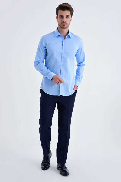 Mavi Slim Fit Gömlek - 7