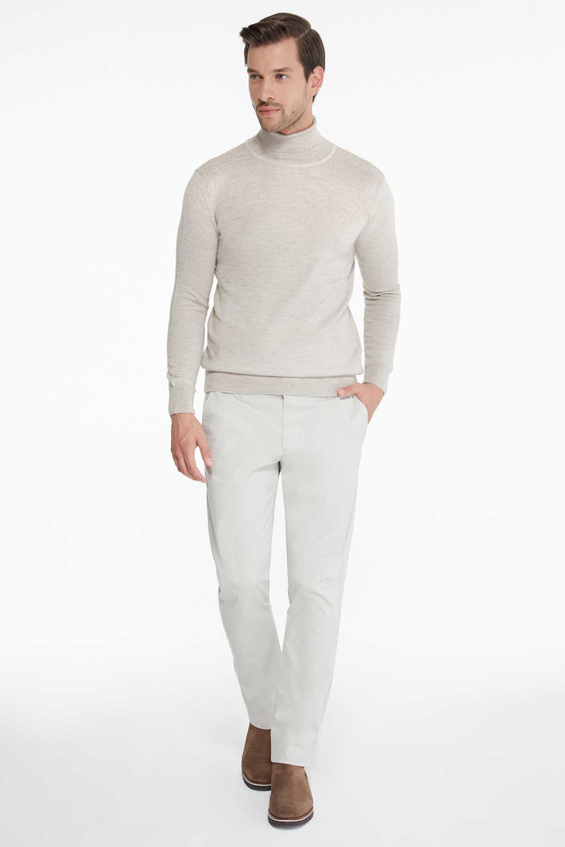 Gri Regular Fit Düz Pamuklu Yandan Cep Kanvas Pantolon - Hatemoğlu (1)