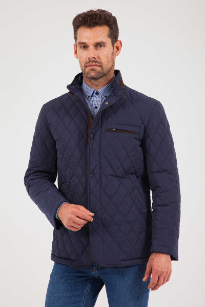 Açık Lacivert Kapitone Mont - 4