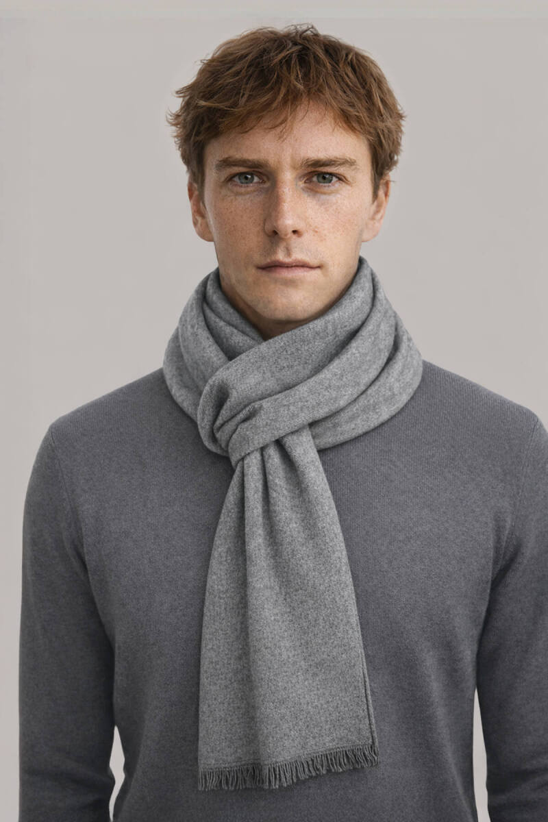 A.Gri - Bej Çift Taraflı Atkı - Hatemoğlu