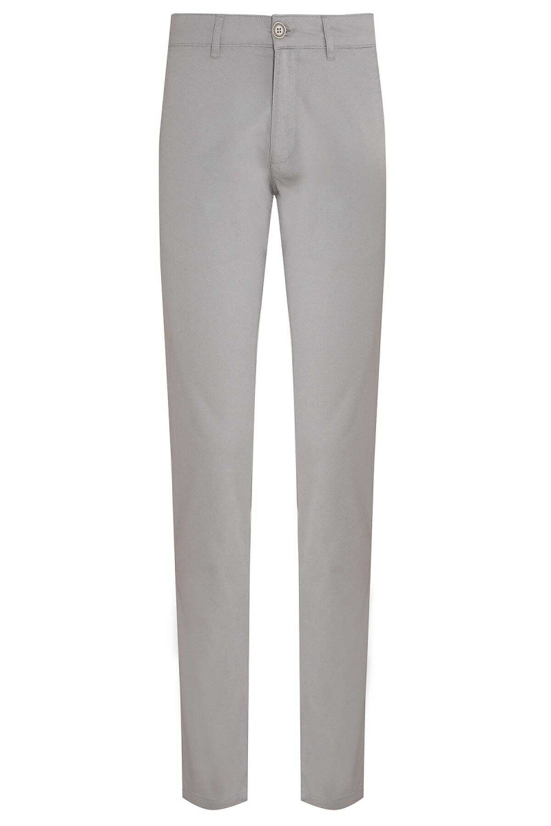 Gri Regular Fit Desenli Pamuklu Yandan Cep Kanvas Pantolon