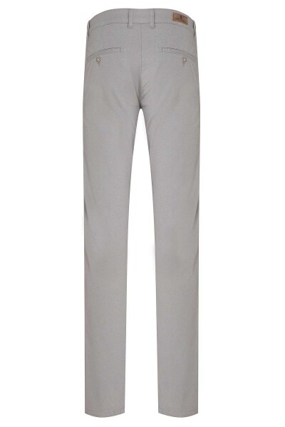 Gri Regular Fit Desenli Pamuklu Yandan Cep Kanvas Pantolon - 2