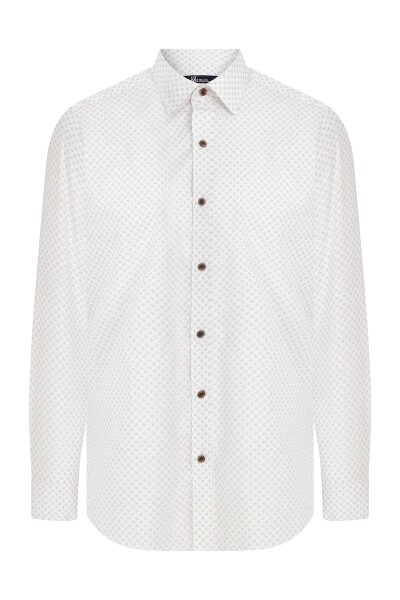 Kahverengi Slim Fit Baskılı 100% Pamuk Uzun Kol Spor Gömlek - 3