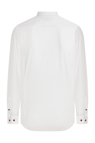 Kahverengi Slim Fit Baskılı 100% Pamuk Uzun Kol Spor Gömlek - 2