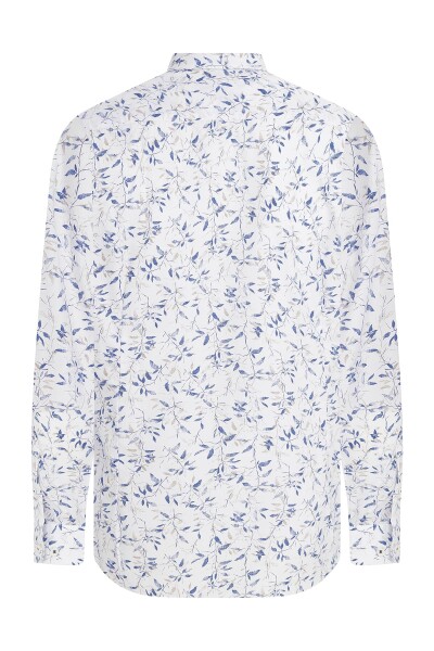 Kahverengi Slim Fit Baskılı Pamuklu Uzun Kol Gömlek - 2