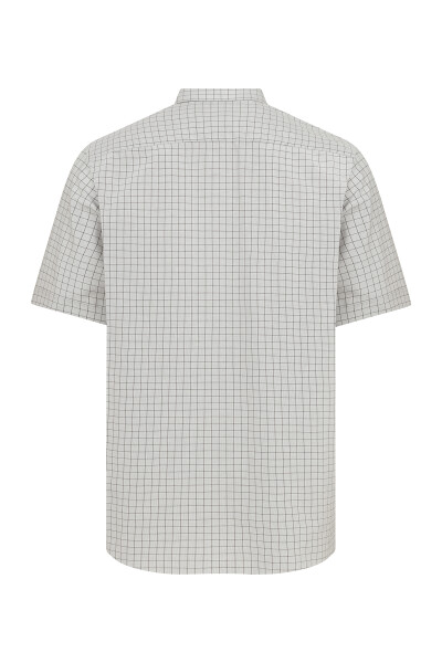 Kahverengi Kareli Kısa Kol Klasik Gömlek - 2