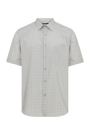 Kahverengi Kareli Kısa Kol Klasik Gömlek - 5