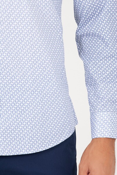 Lacivert Baskılı Slim Fit Gömlek - 5
