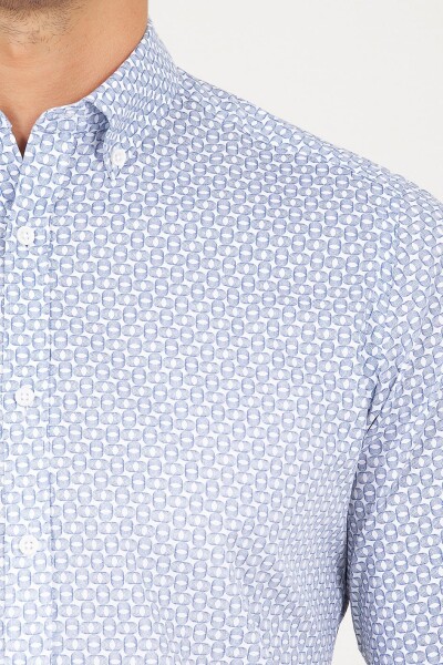 Lacivert Baskılı Slim Fit Gömlek - 4