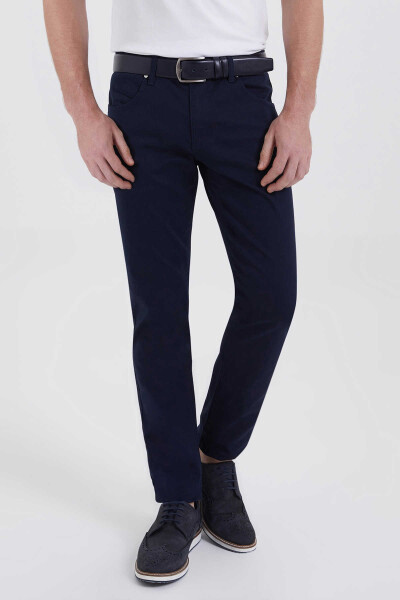 Lacivert Desenli Slim Fit Pantolon - 1