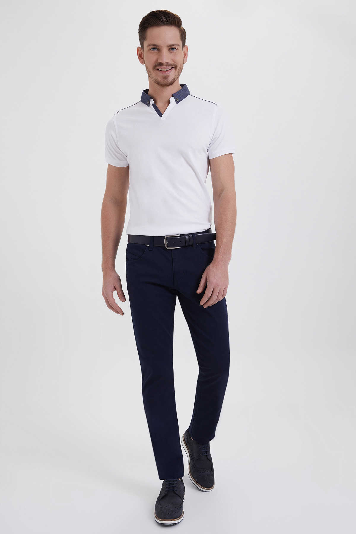 Lacivert Desenli Slim Fit Pantolon - 2
