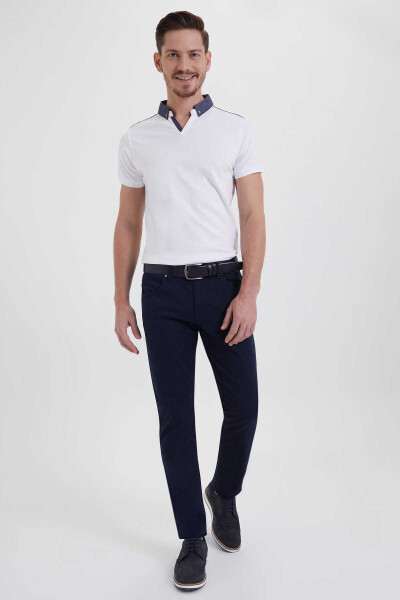 Lacivert Desenli Slim Fit Pantolon - 2