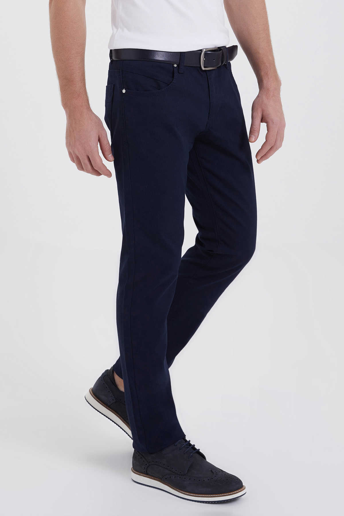 Lacivert Desenli Slim Fit Pantolon - 3