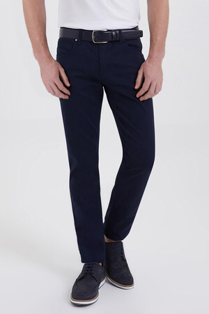 Lacivert Desenli Slim Fit Pantolon - 5