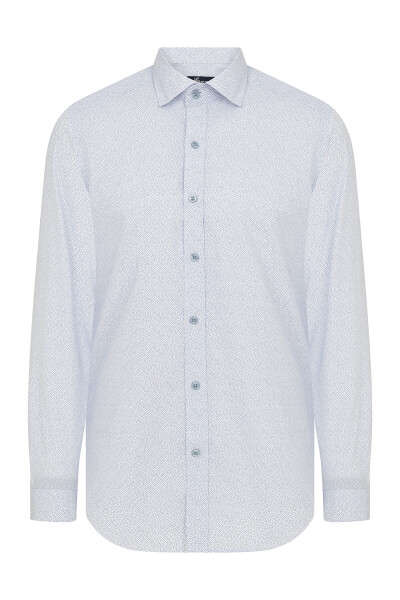 Mavi Slim Fit Baskılı Pamuklu Uzun Kol Spor Gömlek - 1