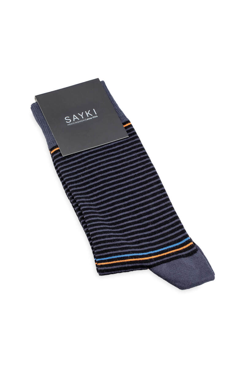 Antrasit Çizgili Pamuk Çorap - Saykı