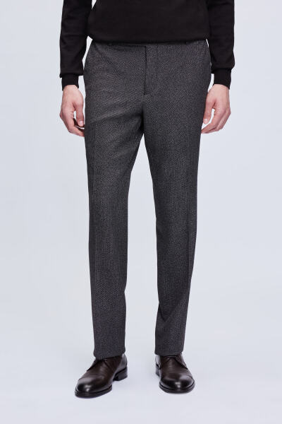 Antrasit Comfort Fit Desenli Mono Yaka Klasik Takım Elbise - 5