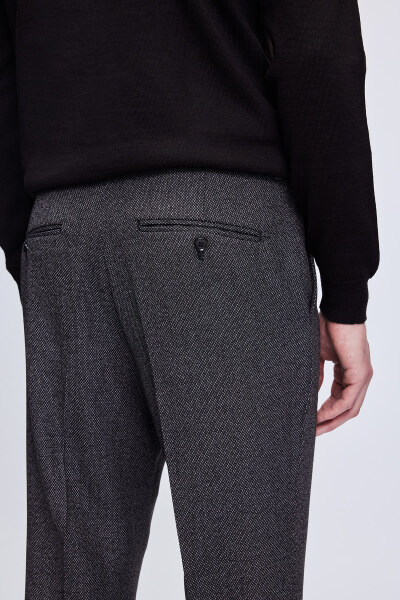 Antrasit Comfort Fit Desenli Mono Yaka Klasik Takım Elbise - 6