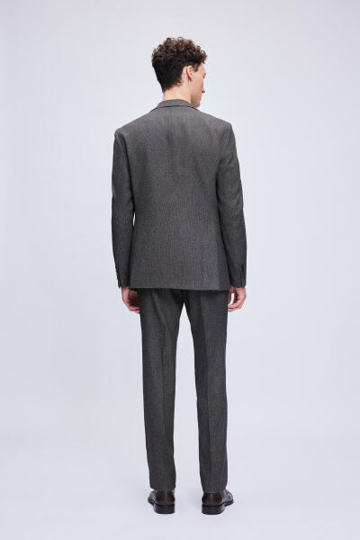 Antrasit Comfort Fit Desenli Mono Yaka Klasik Takım Elbise - 8