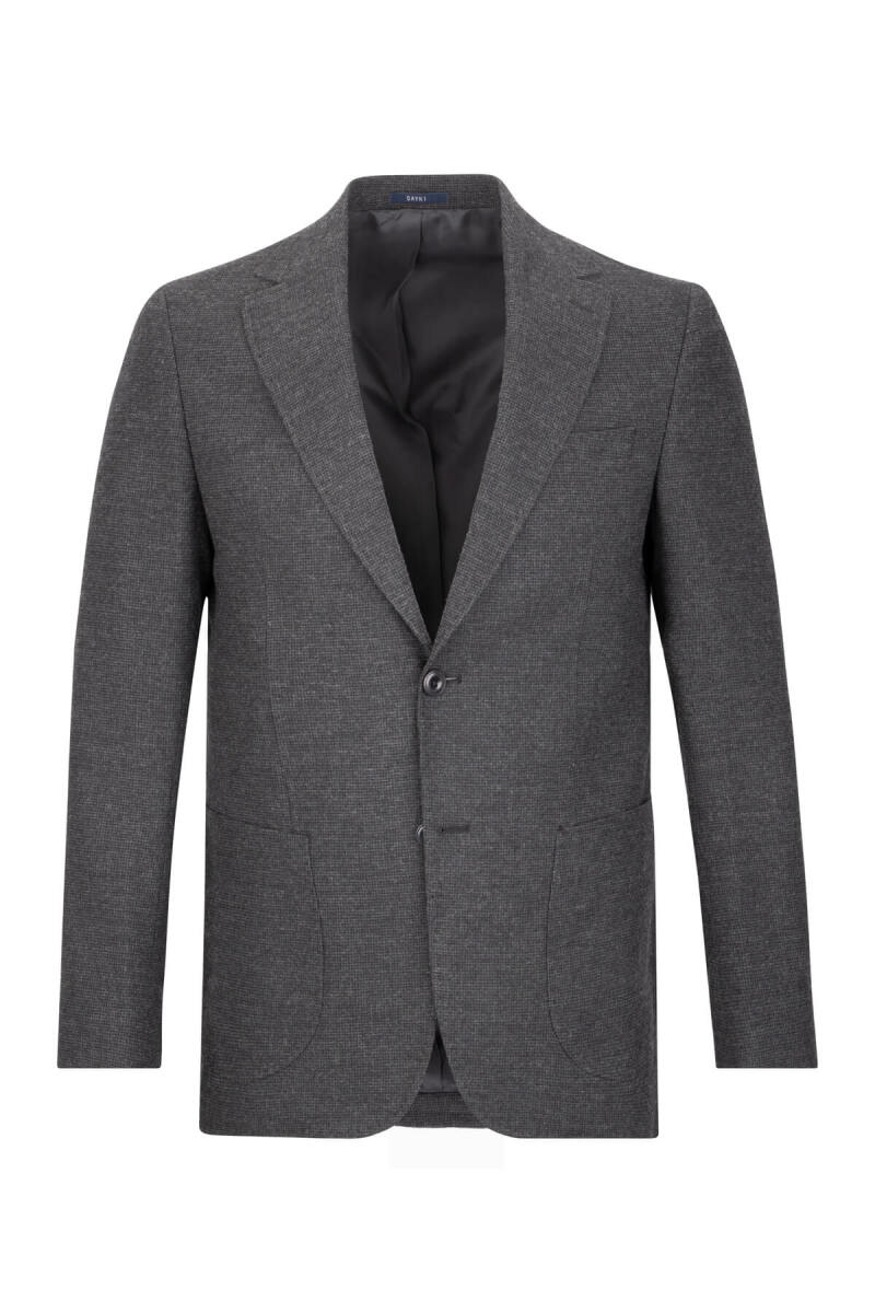 Antrasit Comfort Fit Mono Yaka Yünlü Ceket - Saykı