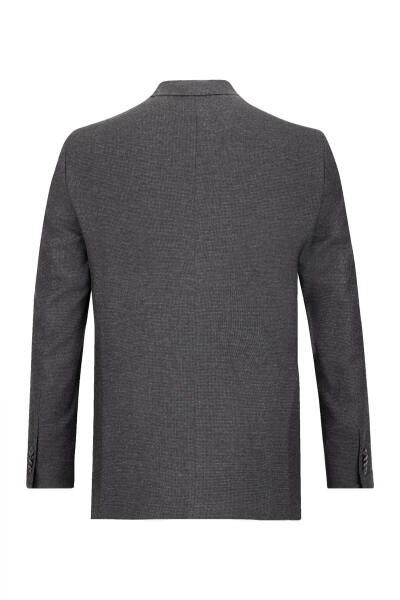 Antrasit Comfort Fit Mono Yaka Yünlü Ceket - 2