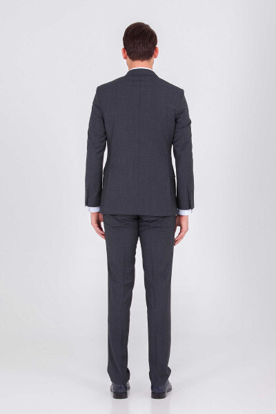 Antrasit Desenli Slim Fit Takım Elbise - 4