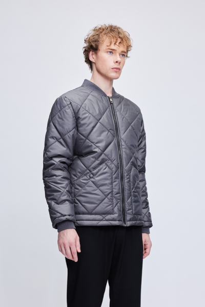 Antrasit Regular Fit Bomber Yaka Kapitone Mont - 6