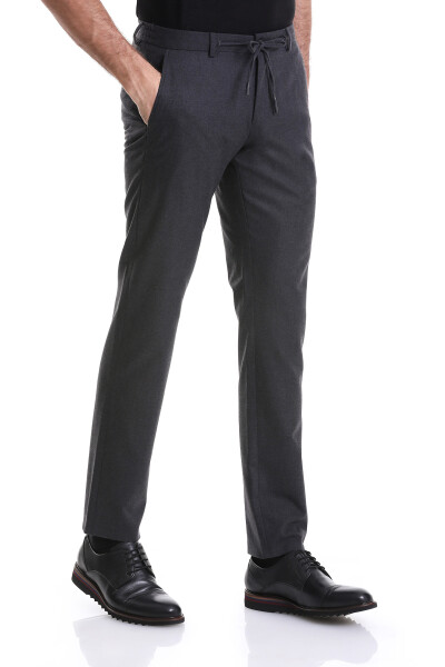 Antrasit Dinamik Fit Düz Yandan Cepli Jogger Pantolon - 4