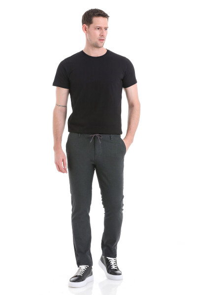 Antrasit Dinamik Fit Düz Yandan Cepli Pamuklu Jogger Kanvas Pantolon - 2