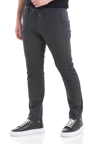 Antrasit Dinamik Fit Düz Yandan Cepli Pamuklu Jogger Kanvas Pantolon - 3