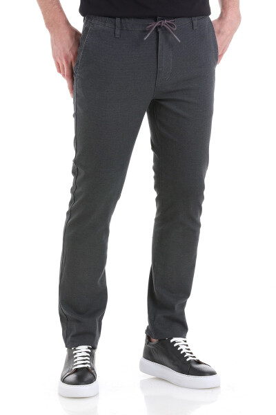 Antrasit Dinamik Fit Düz Yandan Cepli Pamuklu Jogger Kanvas Pantolon - 4