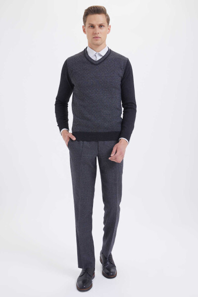 Gri V Yaka Triko Kazak - 2