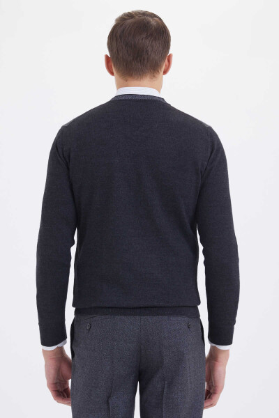 Gri V Yaka Triko Kazak - 4