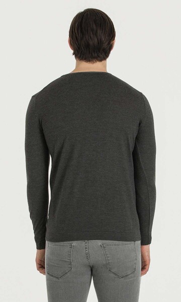 Antrasit - Gri Bisiklet Yaka Triko - 5