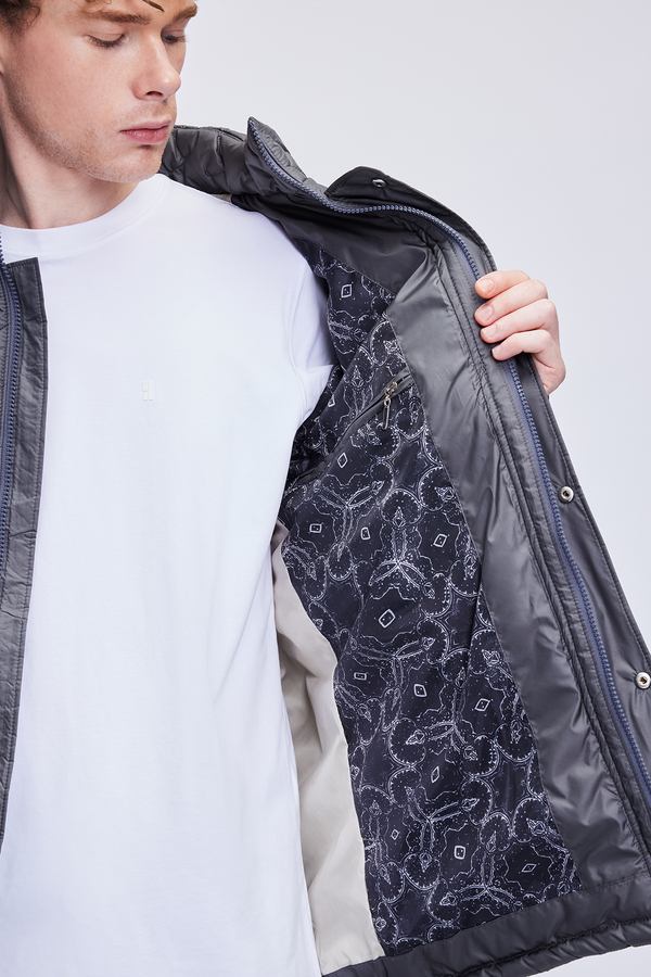 Antrasit Regular Fit Hakim Yaka Kapitone Mont - 7